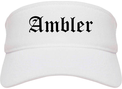 Ambler Pennsylvania PA Old English Mens Visor Cap Hat White