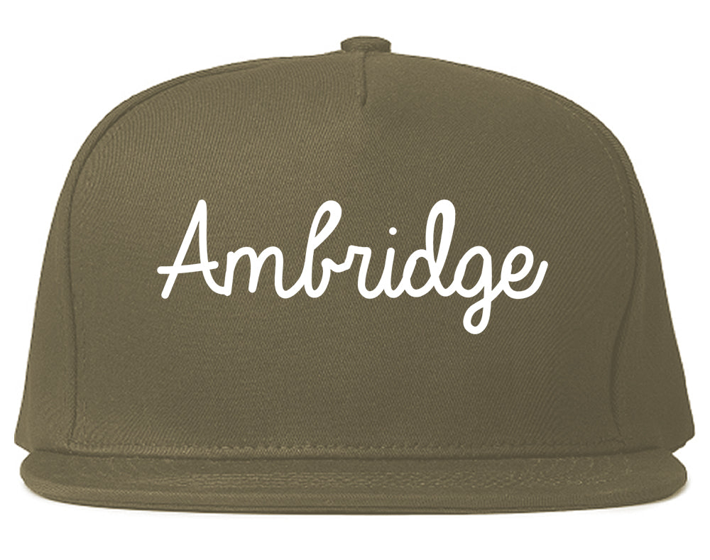 Ambridge Pennsylvania PA Script Mens Snapback Hat Grey