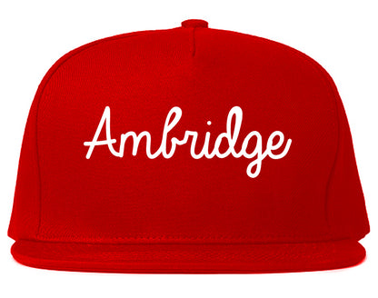 Ambridge Pennsylvania PA Script Mens Snapback Hat Red