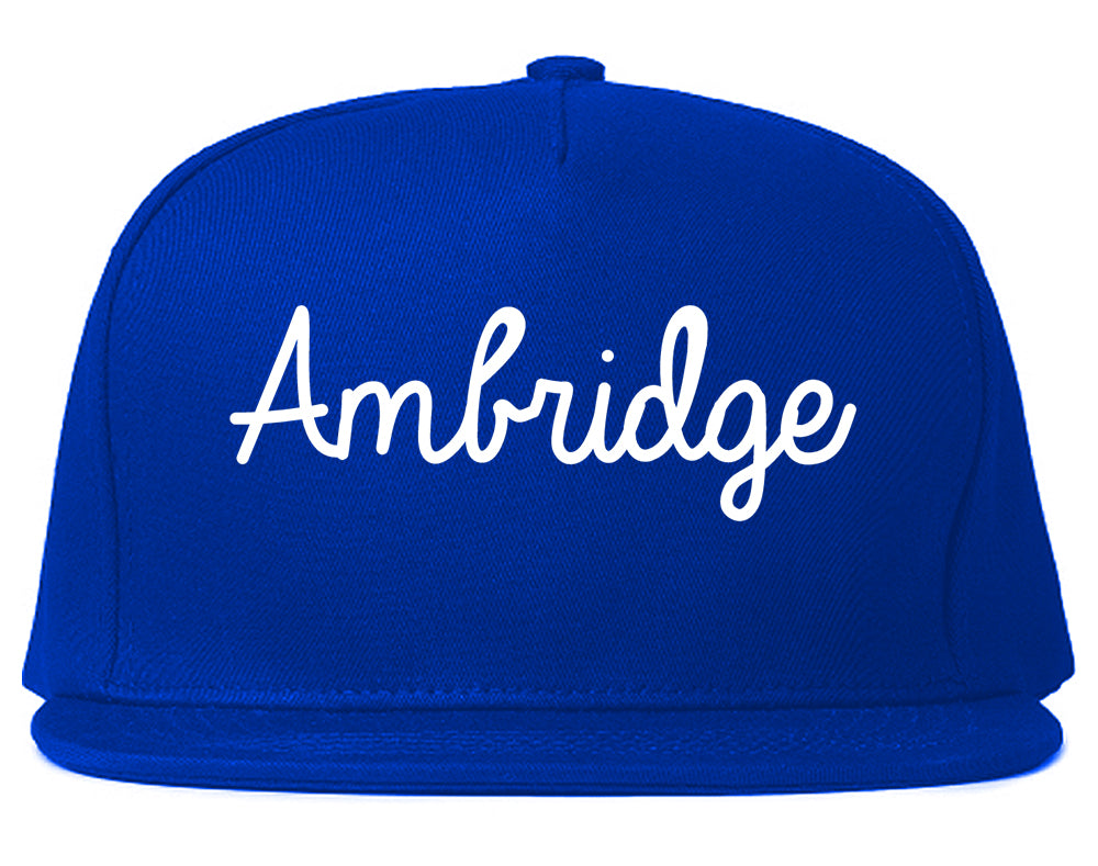 Ambridge Pennsylvania PA Script Mens Snapback Hat Royal Blue