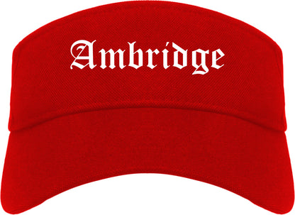 Ambridge Pennsylvania PA Old English Mens Visor Cap Hat Red