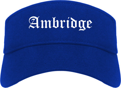 Ambridge Pennsylvania PA Old English Mens Visor Cap Hat Royal Blue