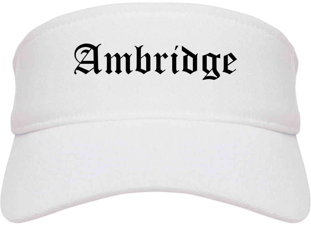 Ambridge Pennsylvania PA Old English Mens Visor Cap Hat White