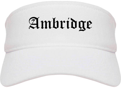 Ambridge Pennsylvania PA Old English Mens Visor Cap Hat White