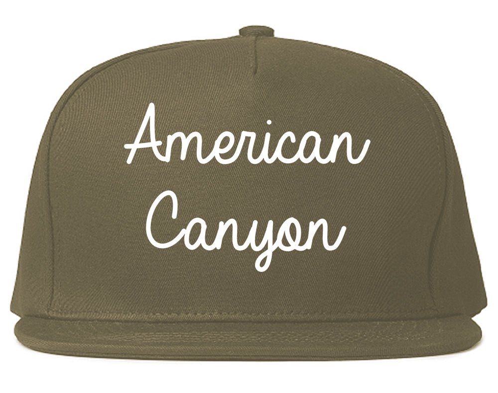 American Canyon California CA Script Mens Snapback Hat Grey