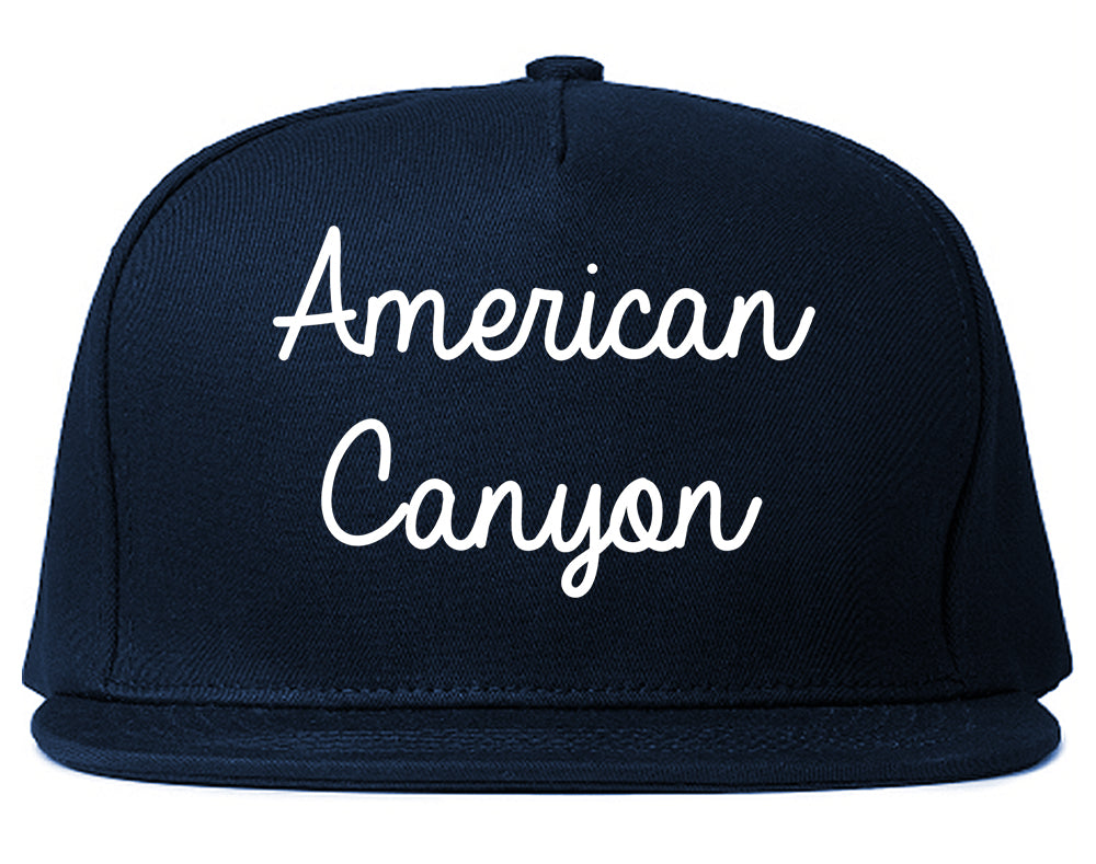 American Canyon California CA Script Mens Snapback Hat Navy Blue