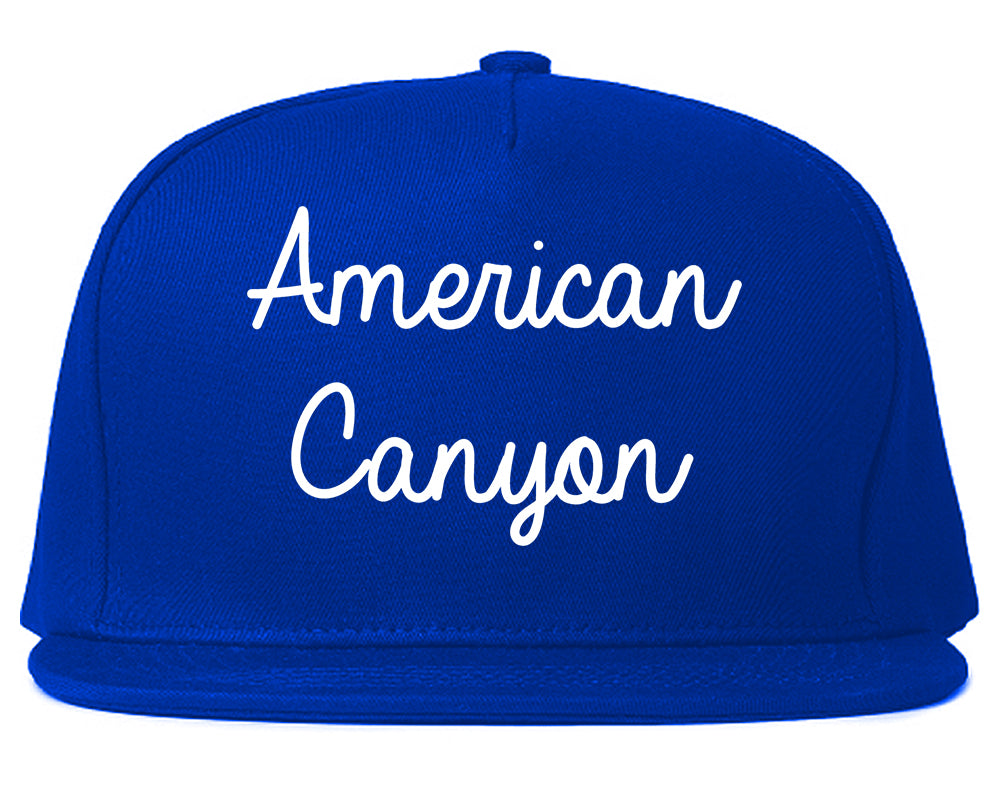 American Canyon California CA Script Mens Snapback Hat Royal Blue
