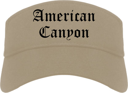 American Canyon California CA Old English Mens Visor Cap Hat Khaki