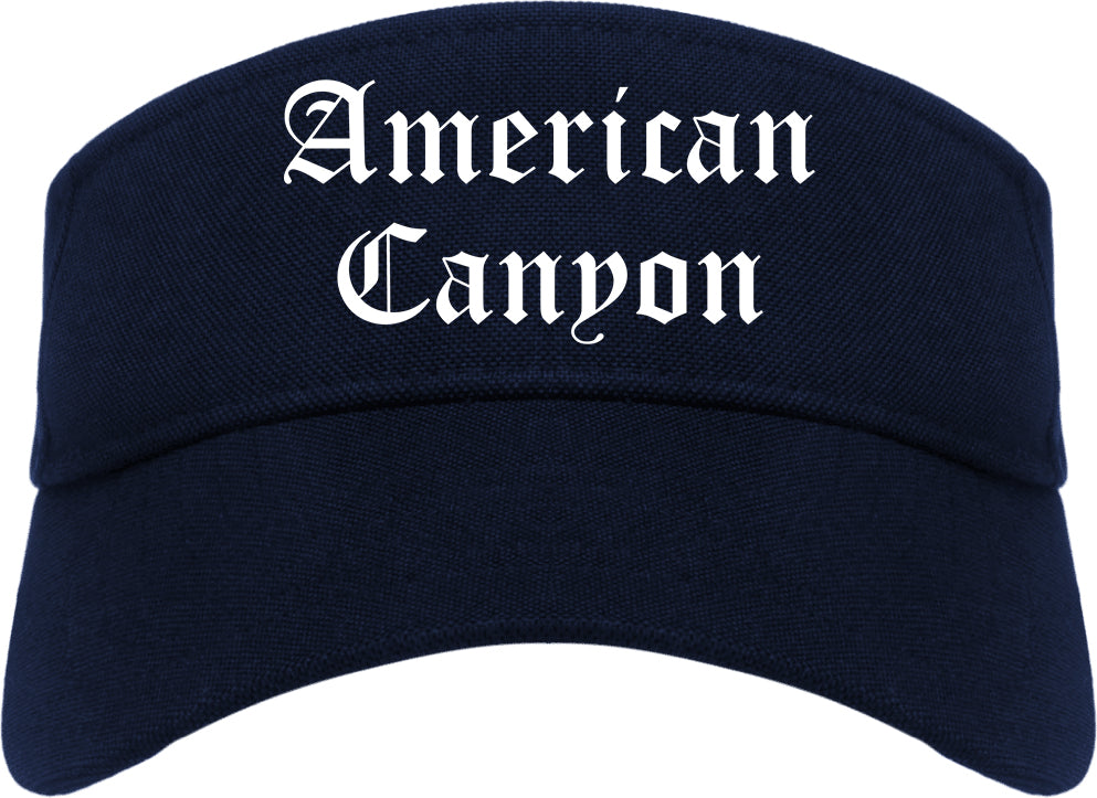 American Canyon California CA Old English Mens Visor Cap Hat Navy Blue