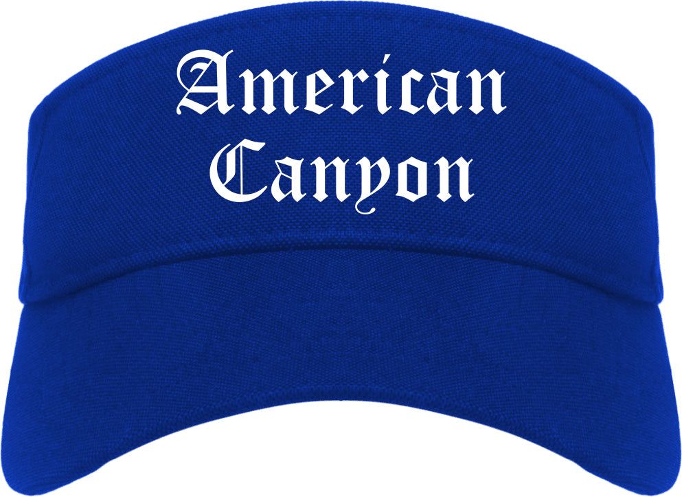 American Canyon California CA Old English Mens Visor Cap Hat Royal Blue