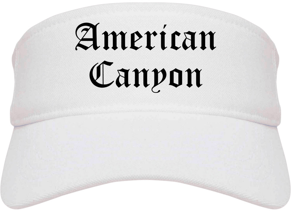 American Canyon California CA Old English Mens Visor Cap Hat White