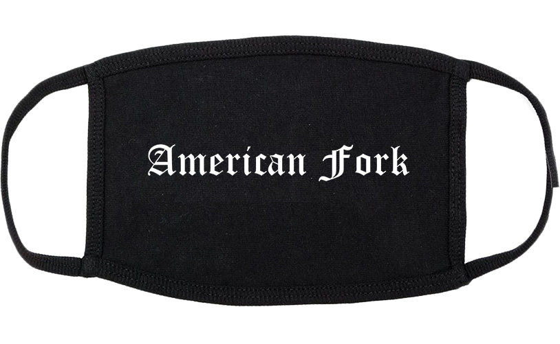 American Fork Utah UT Old English Cotton Face Mask Black