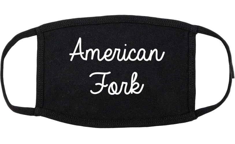 American Fork Utah UT Script Cotton Face Mask Black