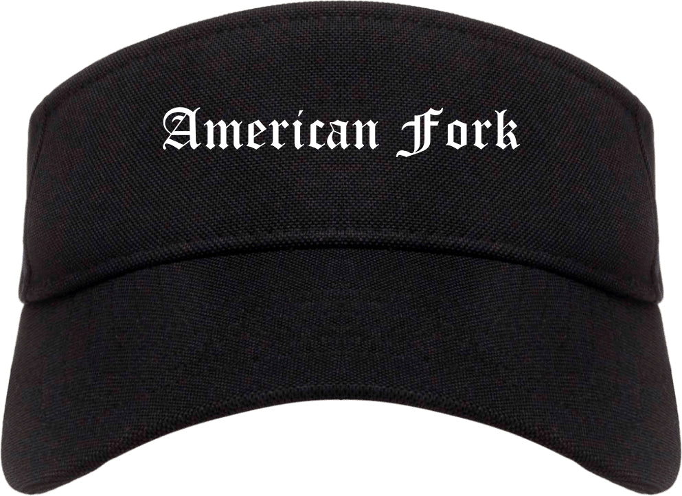 American Fork Utah UT Old English Mens Visor Cap Hat Black