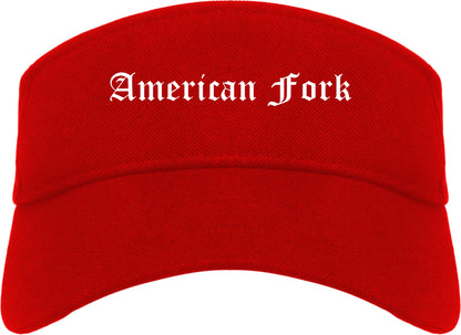 American Fork Utah UT Old English Mens Visor Cap Hat Red