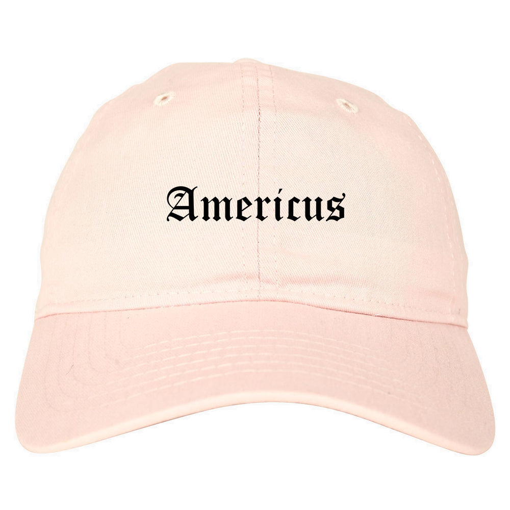 Americus Georgia GA Old English Mens Dad Hat Baseball Cap Pink