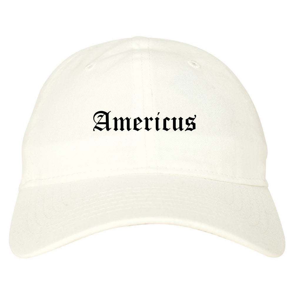 Americus Georgia GA Old English Mens Dad Hat Baseball Cap White