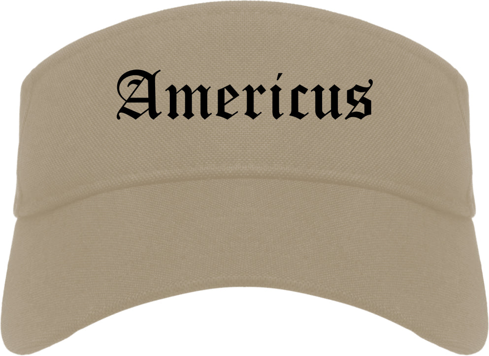 Americus Georgia GA Old English Mens Visor Cap Hat Khaki