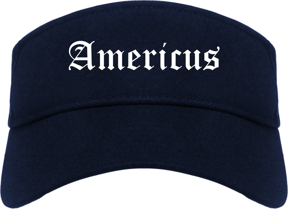 Americus Georgia GA Old English Mens Visor Cap Hat Navy Blue