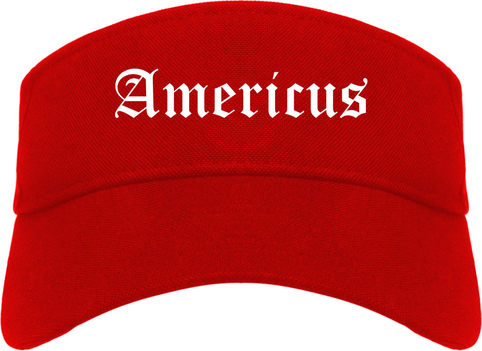 Americus Georgia GA Old English Mens Visor Cap Hat Red