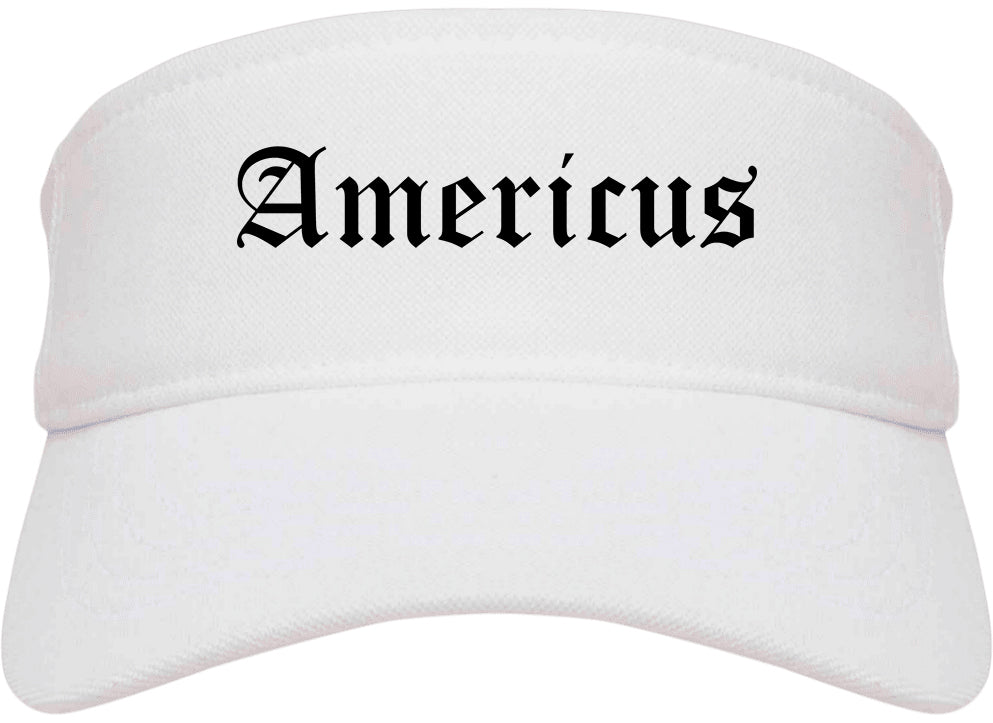 Americus Georgia GA Old English Mens Visor Cap Hat White