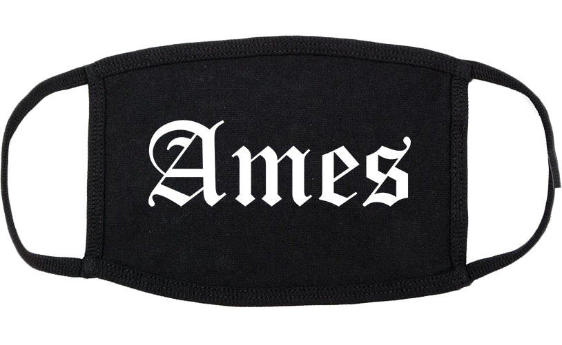 Ames Iowa IA Old English Cotton Face Mask Black