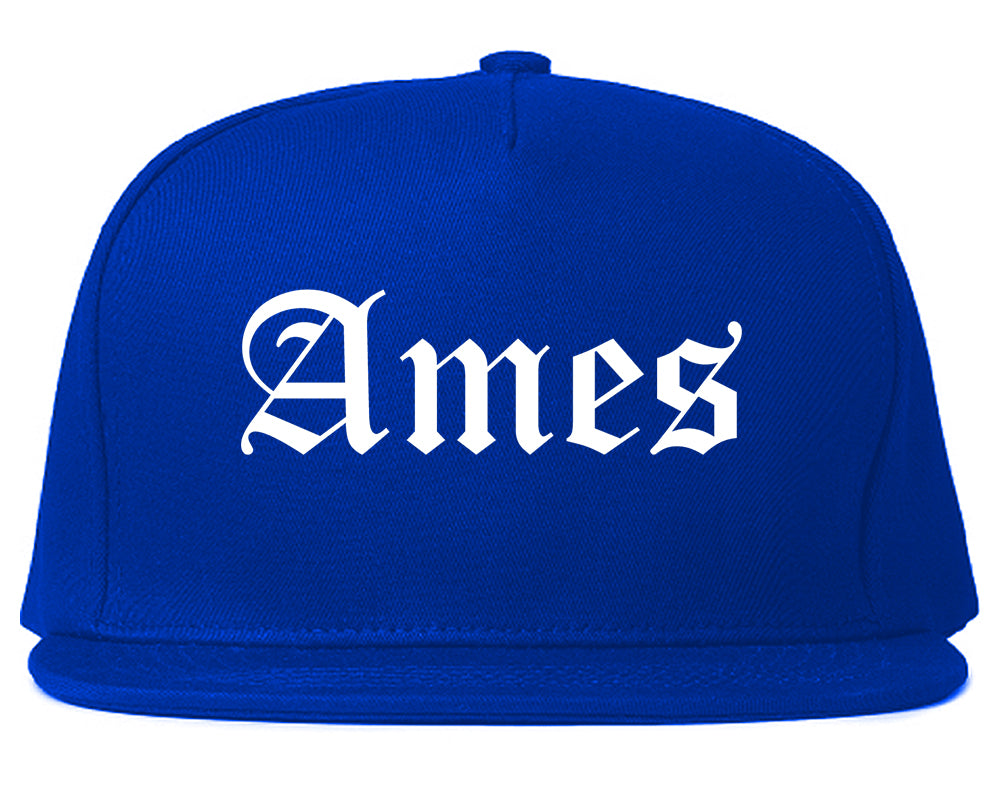 Ames Iowa IA Old English Mens Snapback Hat Royal Blue