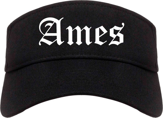 Ames Iowa IA Old English Mens Visor Cap Hat Black
