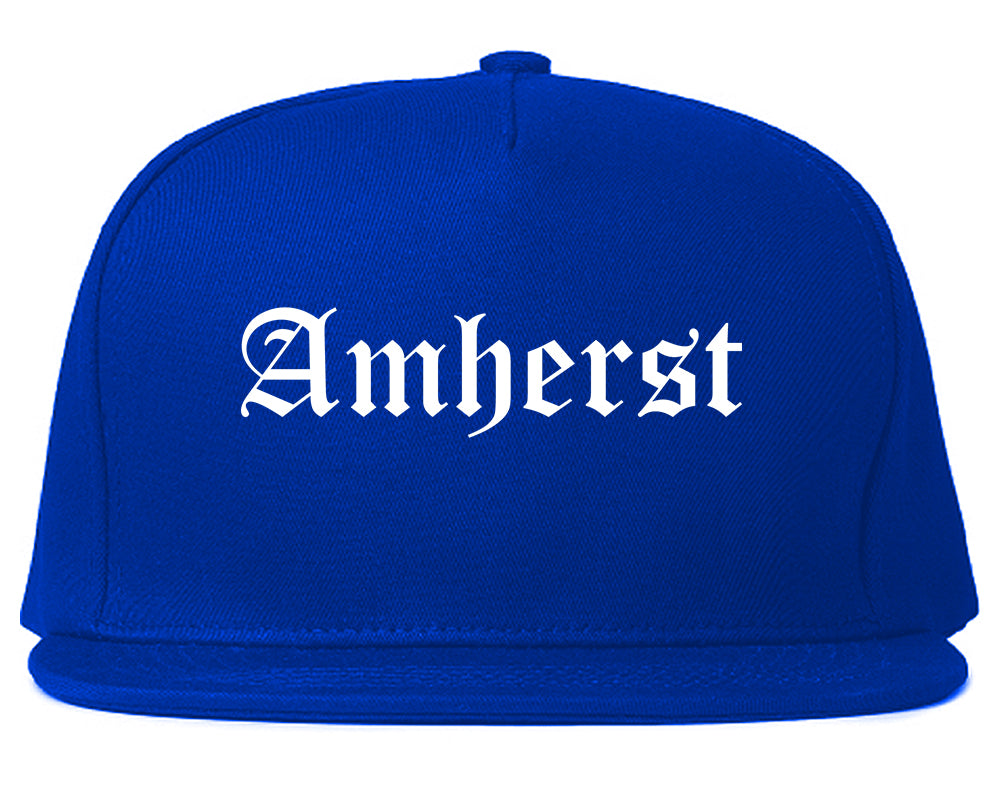 Amherst Ohio OH Old English Mens Snapback Hat Royal Blue