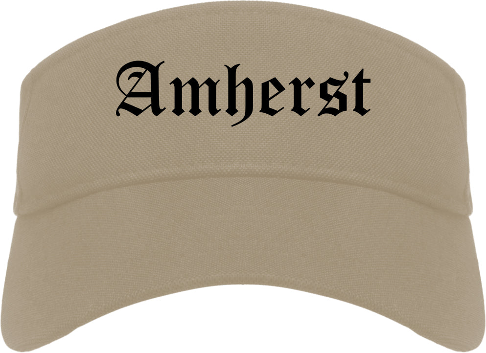 Amherst Ohio OH Old English Mens Visor Cap Hat Khaki