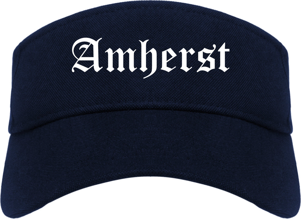 Amherst Ohio OH Old English Mens Visor Cap Hat Navy Blue