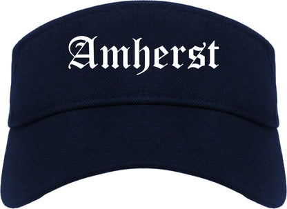 Amherst Ohio OH Old English Mens Visor Cap Hat Navy Blue