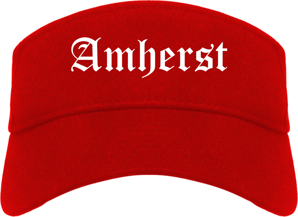 Amherst Ohio OH Old English Mens Visor Cap Hat Red