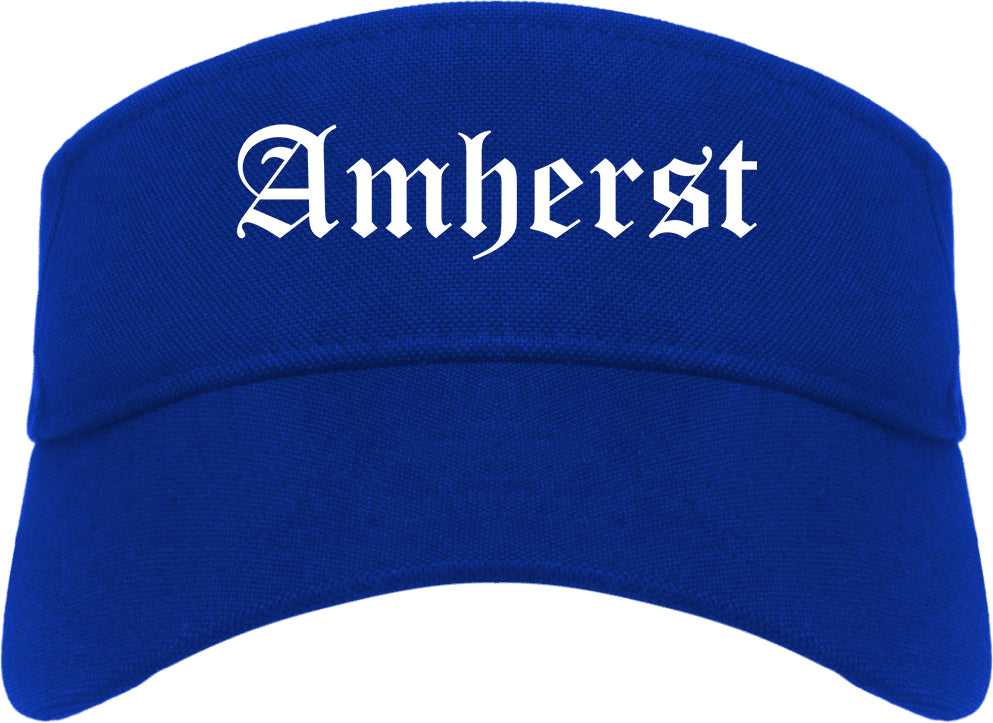 Amherst Ohio OH Old English Mens Visor Cap Hat Royal Blue