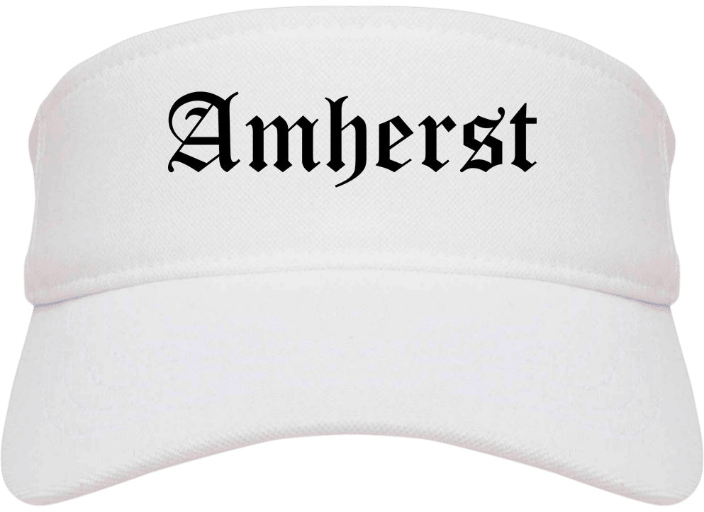 Amherst Ohio OH Old English Mens Visor Cap Hat White