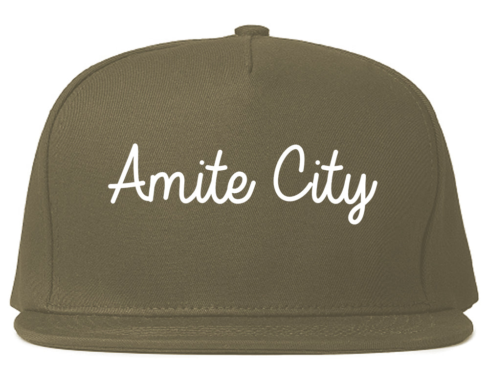 Amite City Louisiana LA Script Mens Snapback Hat Grey