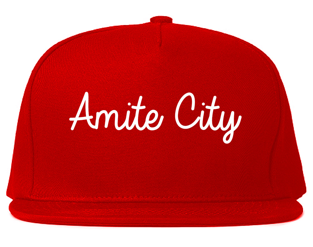 Amite City Louisiana LA Script Mens Snapback Hat Red