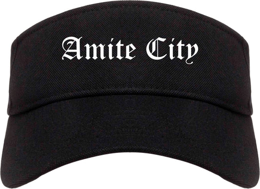 Amite City Louisiana LA Old English Mens Visor Cap Hat Black