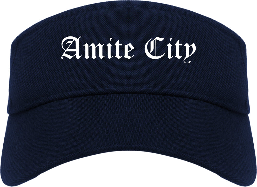 Amite City Louisiana LA Old English Mens Visor Cap Hat Navy Blue