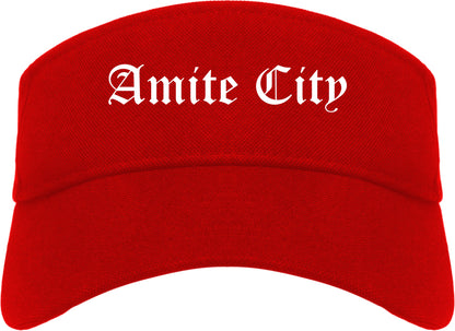 Amite City Louisiana LA Old English Mens Visor Cap Hat Red