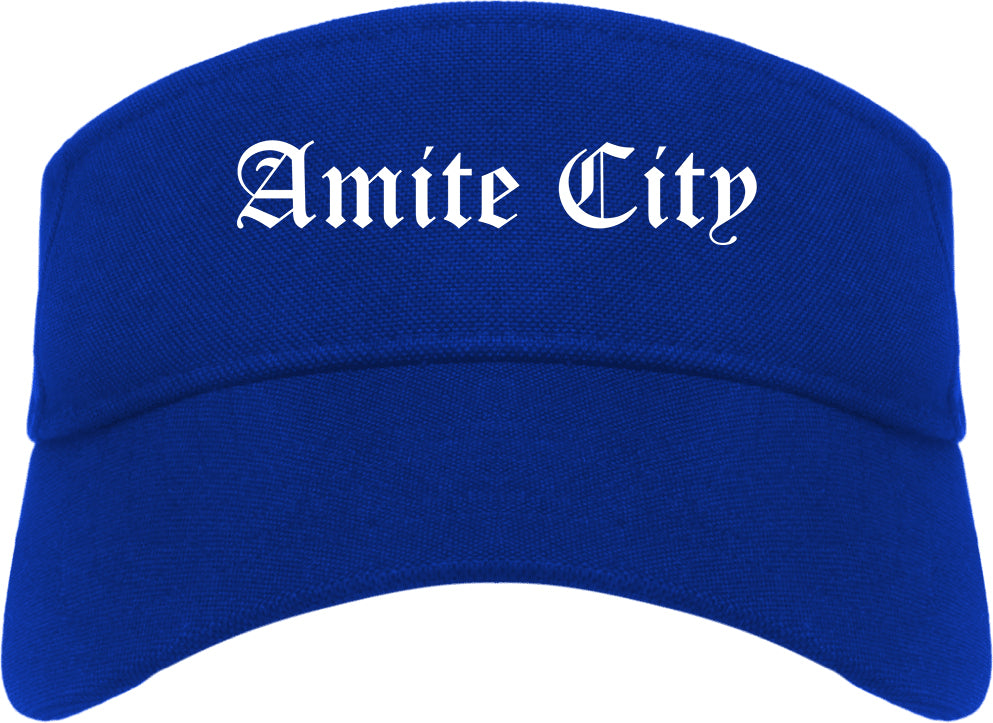 Amite City Louisiana LA Old English Mens Visor Cap Hat Royal Blue