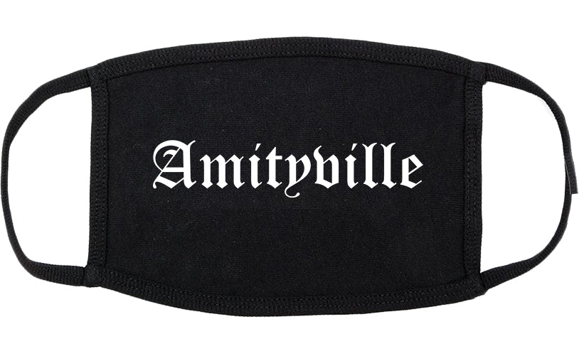 Amityville New York NY Old English Cotton Face Mask Black