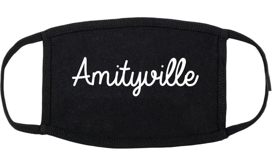 Amityville New York NY Script Cotton Face Mask Black