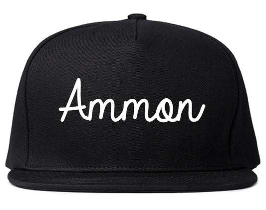 Ammon Idaho ID Script Mens Snapback Hat Black