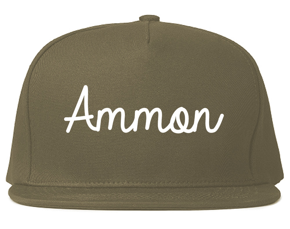 Ammon Idaho ID Script Mens Snapback Hat Grey