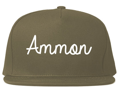 Ammon Idaho ID Script Mens Snapback Hat Grey