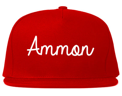 Ammon Idaho ID Script Mens Snapback Hat Red