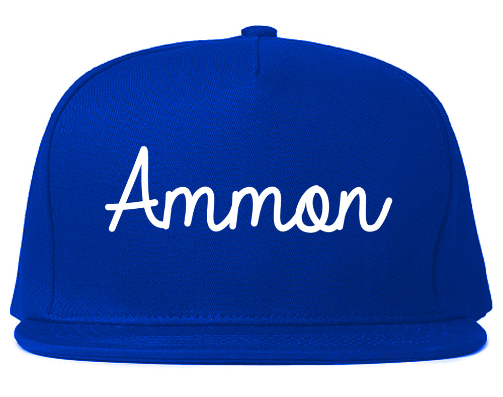 Ammon Idaho ID Script Mens Snapback Hat Royal Blue