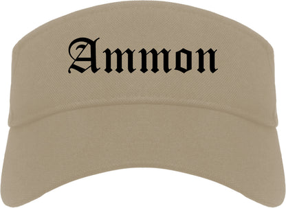 Ammon Idaho ID Old English Mens Visor Cap Hat Khaki