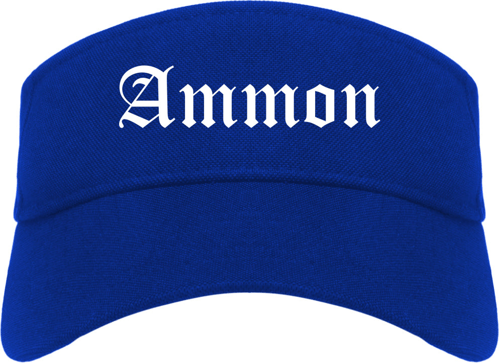 Ammon Idaho ID Old English Mens Visor Cap Hat Royal Blue